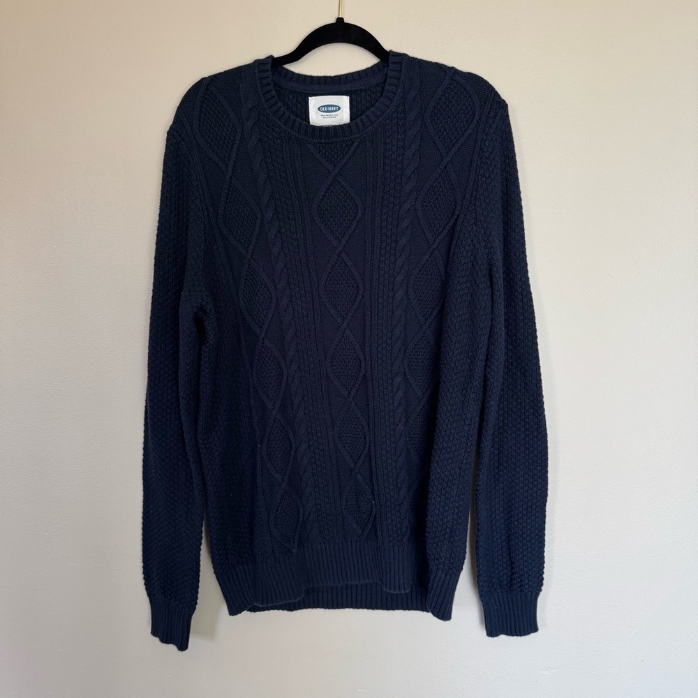 Men’s Old Navy Cable Knit Sweater Navy Size Medium